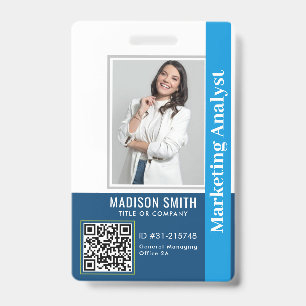 Modern ID Card   Minimalist Business Employee QR B Badge