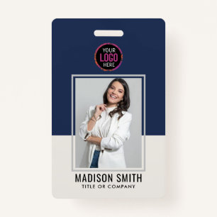 Modern ID Card   Minimalist Business Employee QR B ID Badge