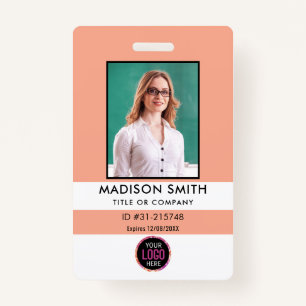 Modern ID Card   Minimalist Business Employee QR B ID Badge