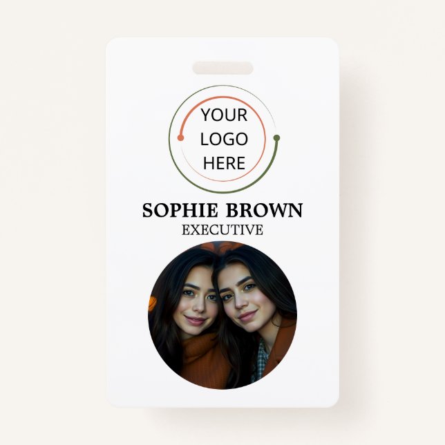 Modern ID Card | Minimalist Business Employee QR ID Badge (Front)