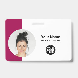Modern ID Card Minimalist QR Round Photo Badge