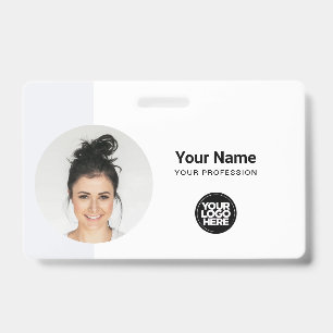 Modern ID Card Minimalist QR Round Photo Badge