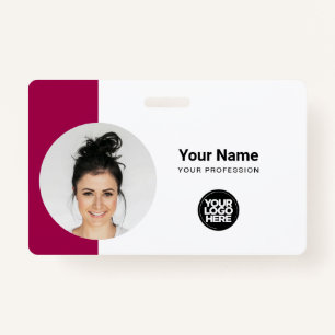 Modern ID Card Minimalist QR Round Photo ID Badge