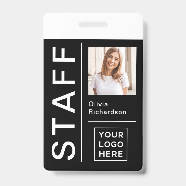 Modern ID for Company Staff | Black Photo and Logo Badge (Front)