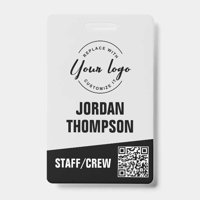 Modern ID Minimalist QR code Custom logo Badge (Front)