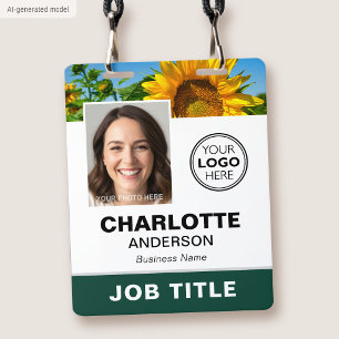Modern ID Photo Business Logo QR Green Custom Badge