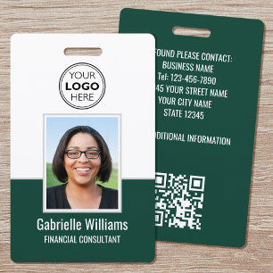 Modern ID Photo Business QR Security Green Badge ID Badge