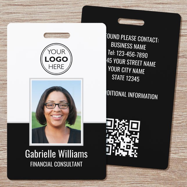 Modern ID Photo Employee QR Security Black Badge ID Badge (Creator Uploaded)