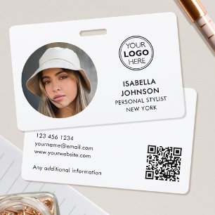 Modern ID Photo Logo QR Code White Security Badge
