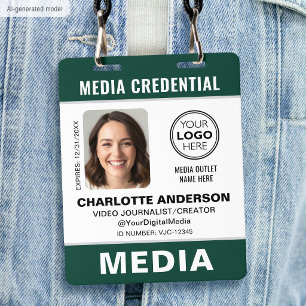 Modern ID Photo Media Press Logo Security Green Badge