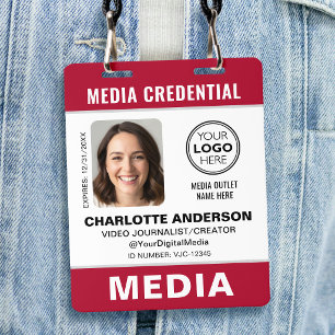 Modern ID Photo Media Press Logo Security Red Badge