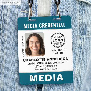 Modern ID Photo Media Press Logo Security Teal Badge