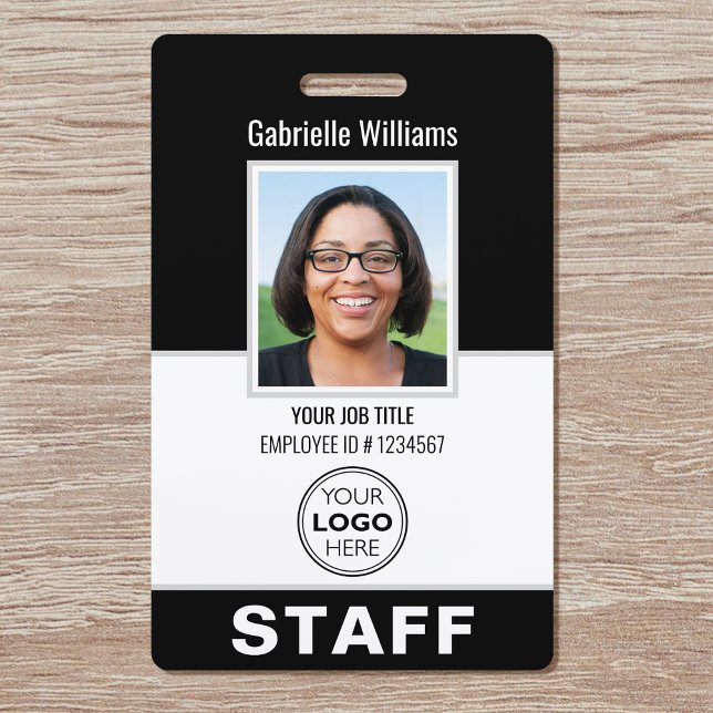 Modern ID Photo Security Staff Pass Black Custom Badge (Creator Uploaded)