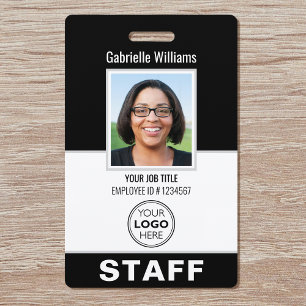 Modern ID Photo Security Staff Pass Black Custom ID Badge