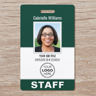 Modern ID Photo Security Staff Pass Green Custom Badge
