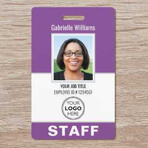 Modern ID Photo Security Staff Pass Purple Custom ID Badge