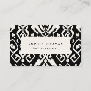 Modern ikat black white professional business card