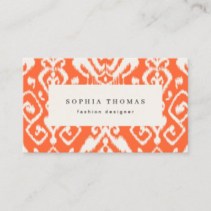 Modern ikat orange professional business card