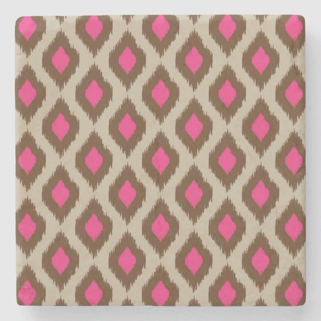 Modern ikat pattern stone coaster (Front)