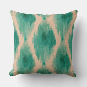 Modern Ikat Teal & Clay Throw Pillow Boho-Lux