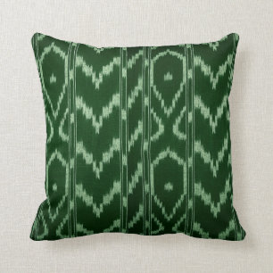 Modern Ikat Tribal Chevron   forest green mint Cushion