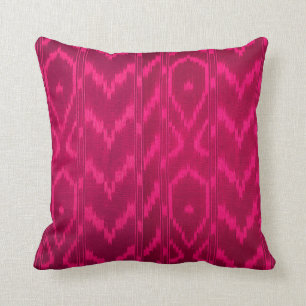 Modern Ikat Tribal Chevron   hot pink fuchsia Cushion
