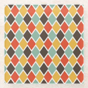 Modern ikat tribal fashion pattern glass coaster