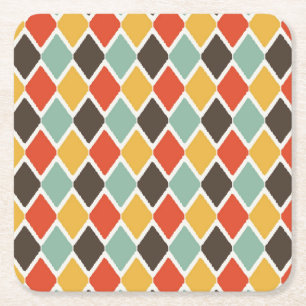 Modern ikat tribal fashion pattern square paper coaster