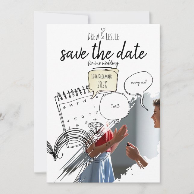 Modern Illustrated Love Story Minimal Courthouse Save The Date (Front)