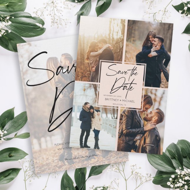 Modern Image Collage Blush Pink Save The Date (Creator Uploaded)