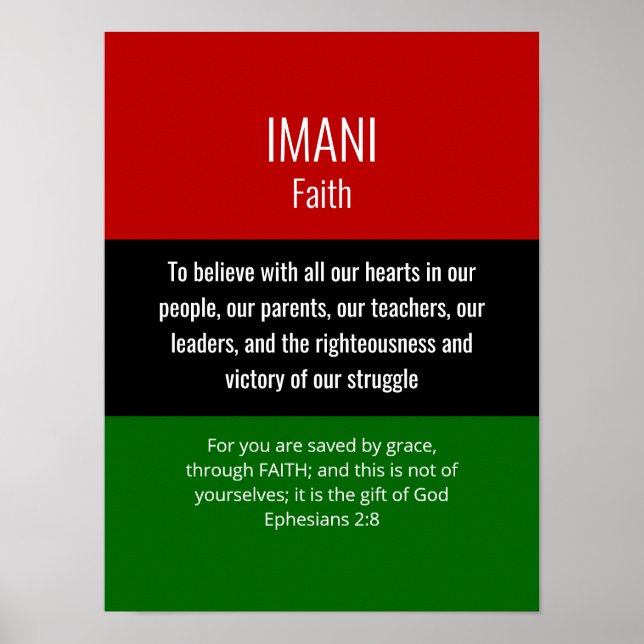 Modern IMANI Faith Christian Kwanzaa Poster (Front)
