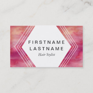 Modern Impact Pink Water Colour Business Card