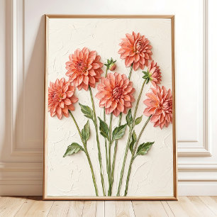 Modern Impasto Dahlia Canvas Wall Art Print