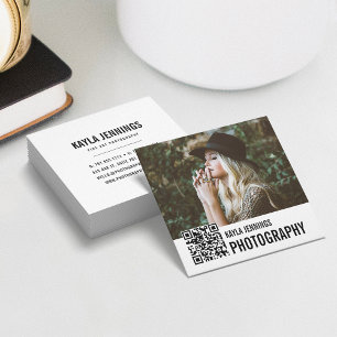 Modern Impression QR Code Photographer Square Business Card