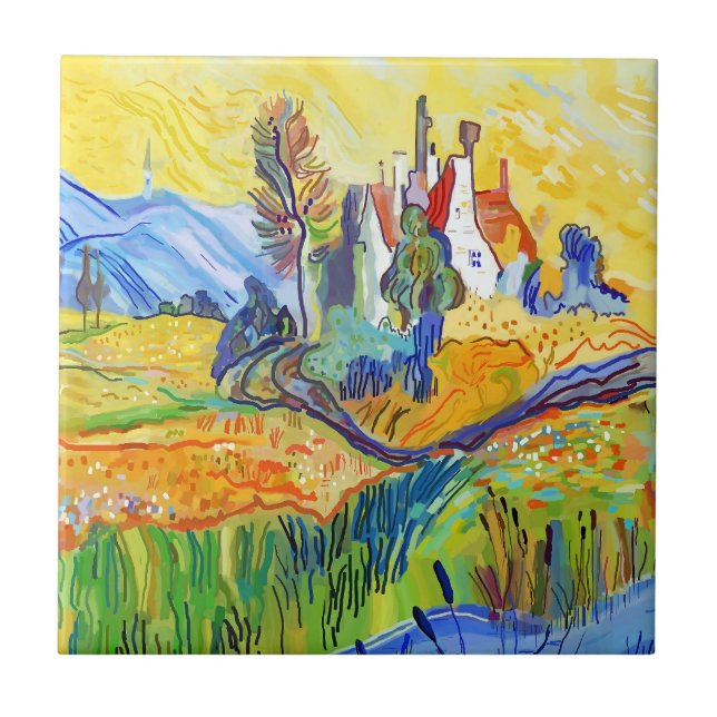 Modern Impressionist Art Summer Provence Scenery  Ceramic Tile (Front)