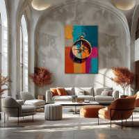 Modern Impressionist Compass Painting Direction