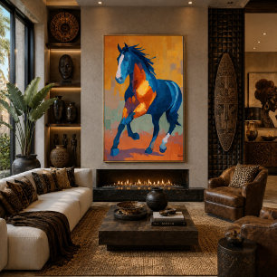 Modern Impressionist Horse Painting Colourful Poster