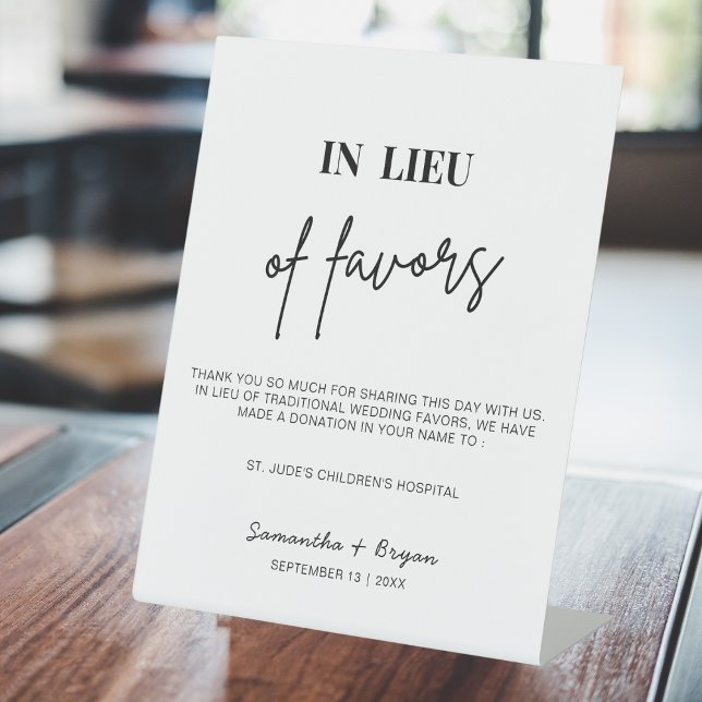 Modern In Lieu of Favours Sign | Charity Donation  (Creator Uploaded)