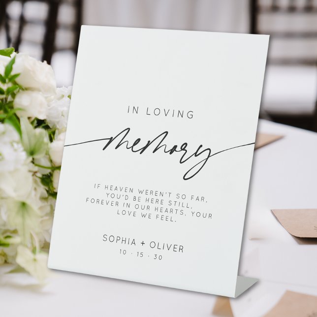 Modern In loving Memory Elegant Script Wedding  Pedestal Sign (Creator Uploaded)