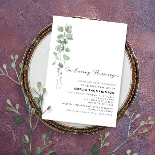 Modern In Loving Memory Eucalyptus Funeral  Invitation
