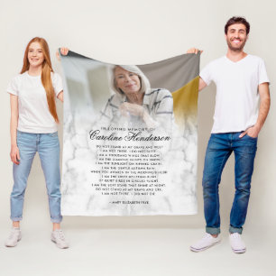 Modern In Loving Memory Marble Photo Keepsake Fleece Blanket