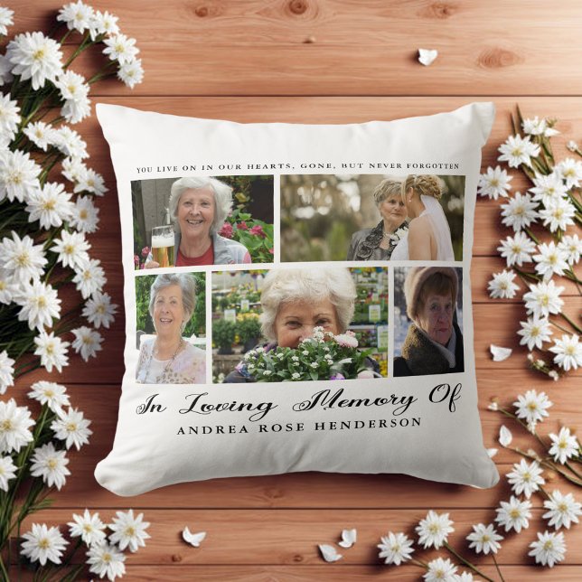 Modern In Loving Memory Photo Collage Cushion (Creator Uploaded)