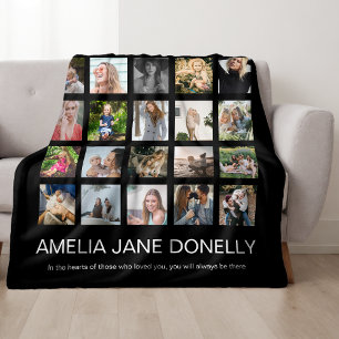 Modern In Loving Memory Photo Collage Fleece Blanket