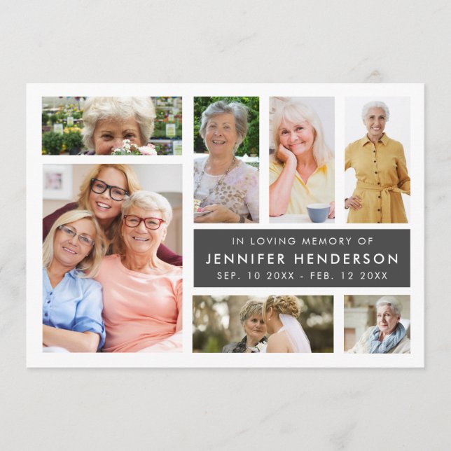Modern In Loving Memory Photo Collage Funeral Program (Front)
