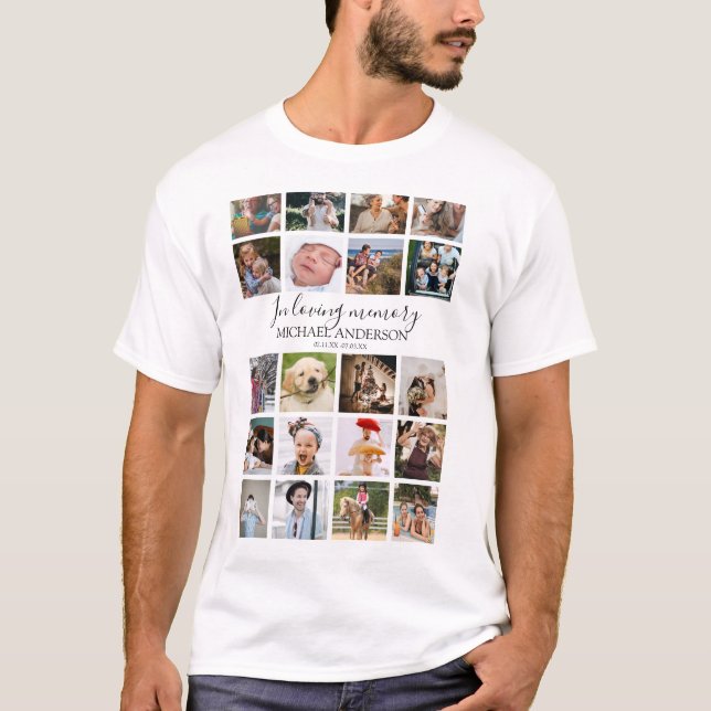 Modern In Loving Memory Photo Collage T-Shirt (Front)