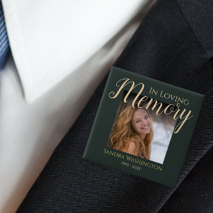 Modern In Loving Memory   Photo Memorial 15 Cm Square Badge