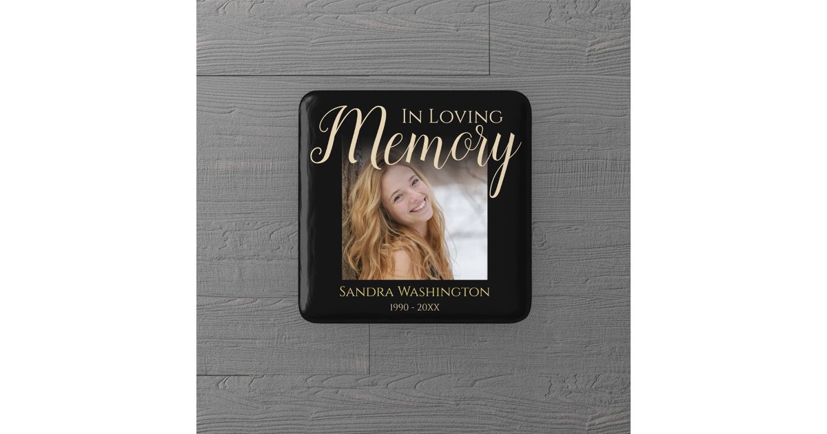 Modern In Loving Memory | Photo Memorial Button | Zazzle