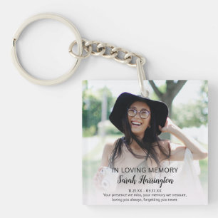 Modern In Loving Memory Photo Memorial Key Ring