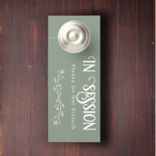 Modern In session Personalised Text Wedding Leaf Door Hanger