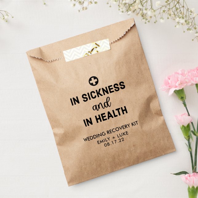 Modern IN SICKNESS AND HEALTH Wedding Recovery  Favour Bag (Sealed)